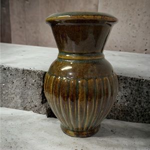 Brown And Green Rim Glaze Pottery Vase